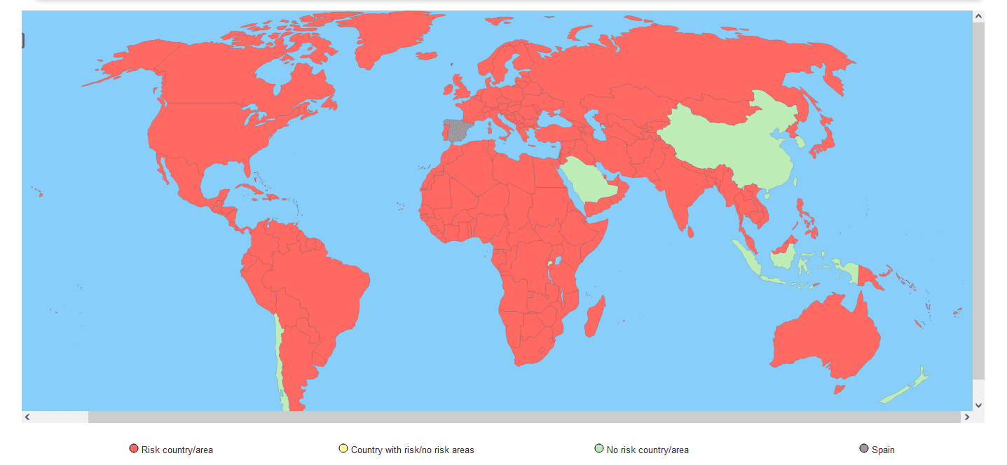 Карта стран в зависимости от риска