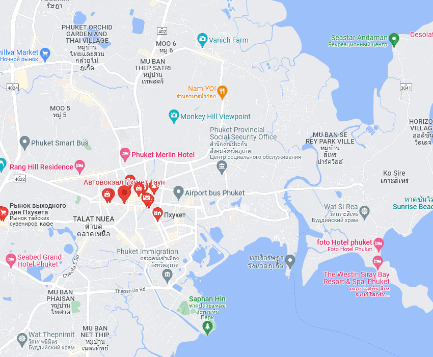 Город Пхукет-таун на карте
