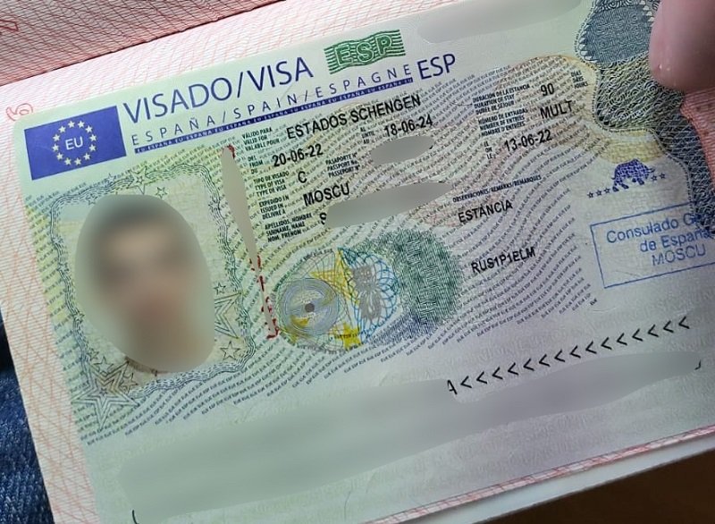 Пример шенгенской туристической виза C в Испанию
