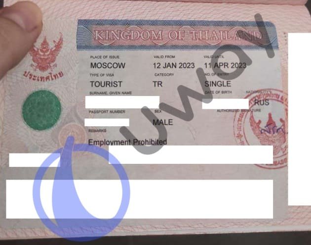 Срочная виза в Таиланд, которую получил наш клиент в январе 2023