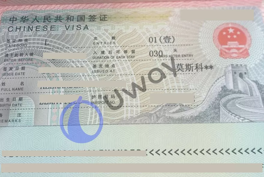 Как выглядит туристическая виза в Китай